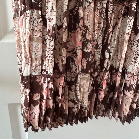 Y2K‎ Emma James Brown Paisley Floral Pleated Tiered Midi Skirt Women’s Size 14 - Picture 7 of 15